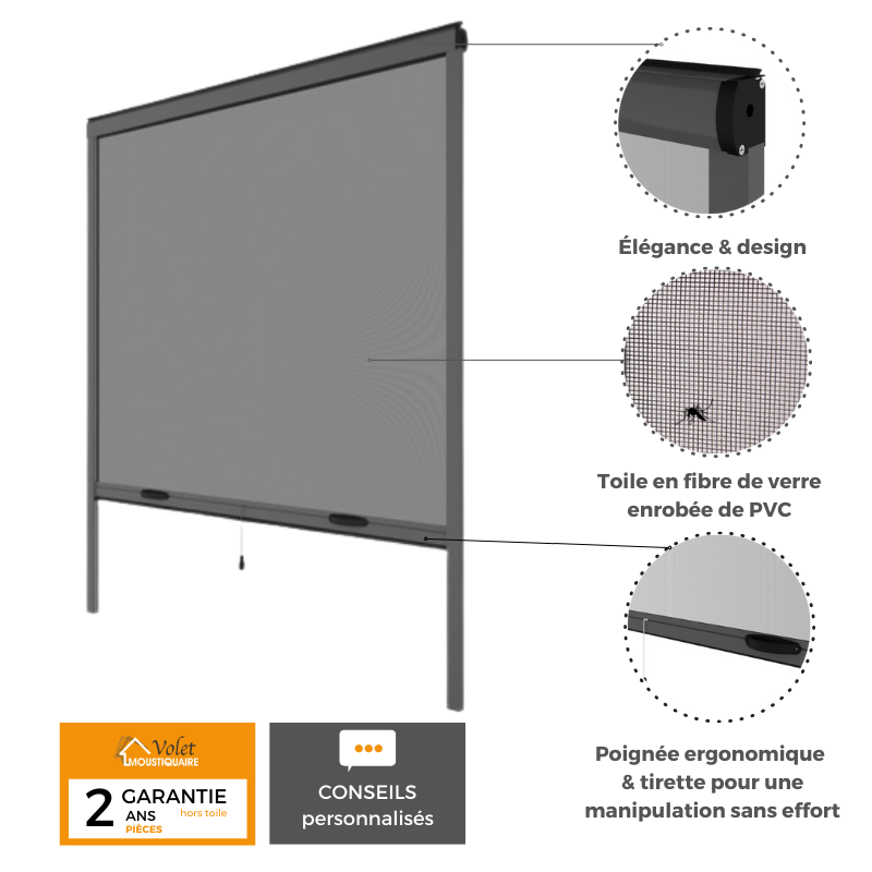 Store moustiquaire enroulable fenêtre PVC ou aluminium