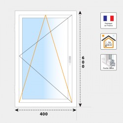 Fenêtre 1 vantail oscillo battant PVC blanc H600 mm