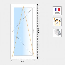 Fenêtre 1 vantail oscillo-battant PVC blanc H750 mm Volet-Moustiquaire.com