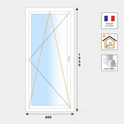 Fenêtre PVC oscillo-battant 1 vantail  H1050 mm blanc