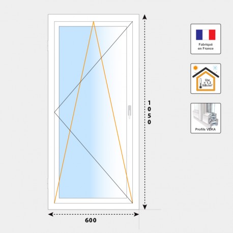 Fenêtre PVC oscillo-battant 1 vantail  H1050 mm blanc Volet-Moustiquaire.com