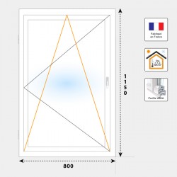 Fenêtre oscillo-battant 1 vantail  PVC  H1150 mm x L 800 mm Spécial Salle de bain par Volet-Moustiquaire.com
