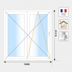 Fenêtre 2 vantaux PVC H950 mm blanc