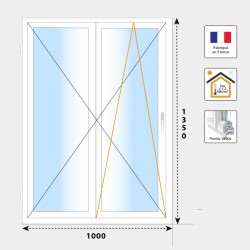 Fenêtre 2 vantaux H1350 mm PVC blanc