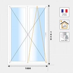 Fenêtre 2 vantaux PVC H1450 mm blanc