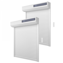 Lot de 2 volets roulants solaires alu blanc H150 cm x L150 cm