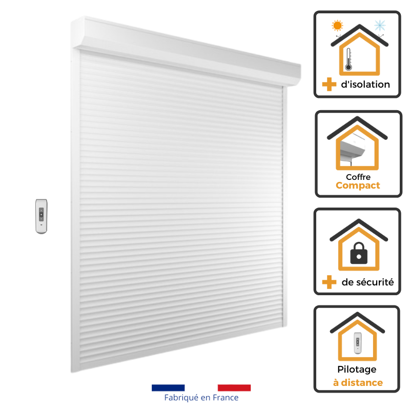 Volet Roulant PVC H220 cm x L120 cm Radio Sans Fil Blan