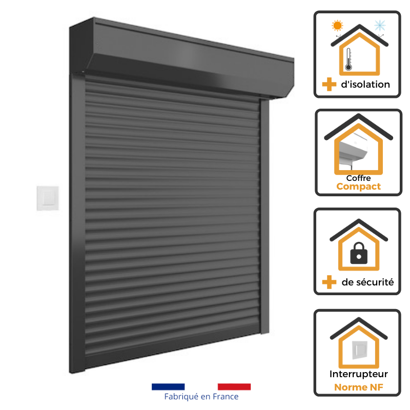 Volet roulant H170 cm x L150cm motorisé filaire gris