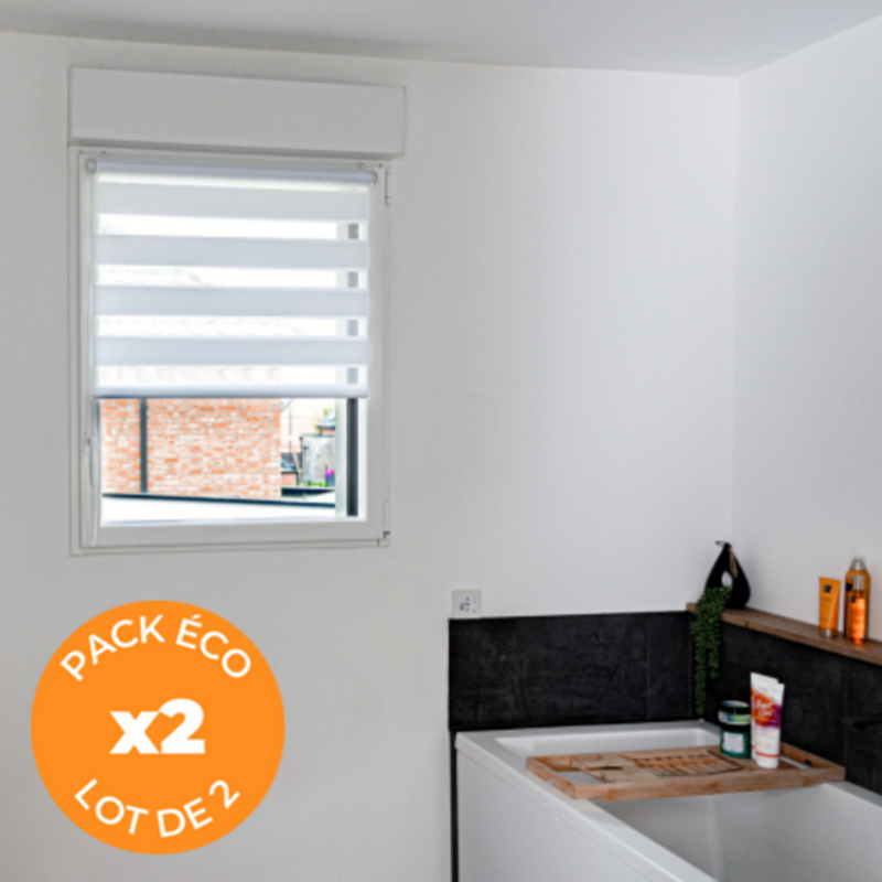 Pack éco de 2 stores Jour Nuit Blanc H 150 cm sans per