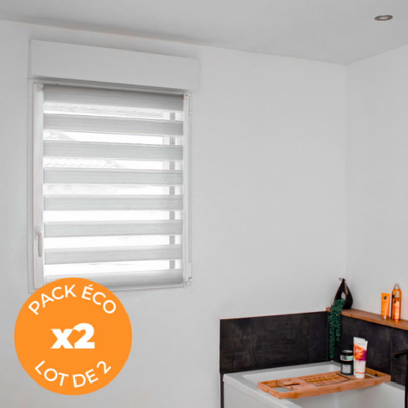 Pack éco de 2 stores Jour Nuit Gris H 150 cm sans per�